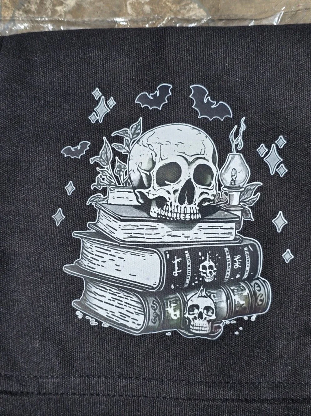 Black Gothic Skull & Books Satchel Shoulder Bag